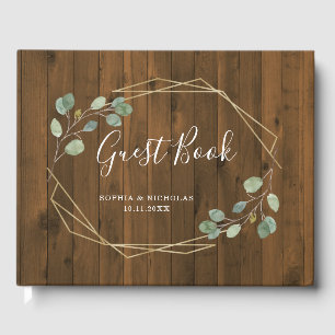 Rustic Eucalyptus Greenery   Geometric Guest Book