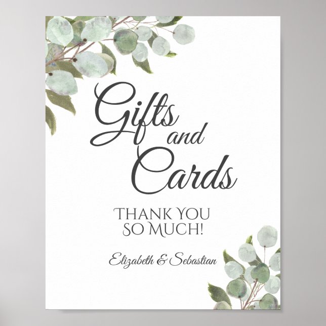 Rustic Eucalyptus Greenery Gifts & Cards Wedding Poster (Front)