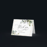 Rustic Eucalyptus Greenery Gold Geometric Card<br><div class="desc">Designed to coordinate with our Boho Greenery Gold wedding collection,  this customisable Thank You card features mixed watercolor greenery leaves paired with a classy serif font in black,  with a monogram on the back. Add custom text as well as an optional inside message. Matching items available.</div>