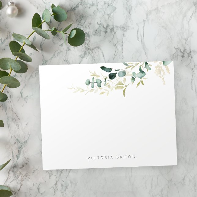 Rustic eucalyptus greenery Personalised Stationery Card (Rustic eucalyptus greenery Personalized Stationery Note Card)