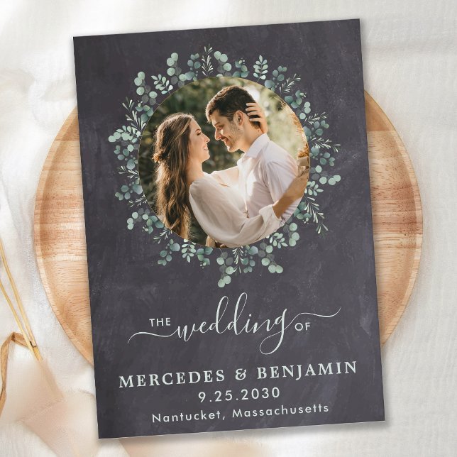 Rustic Eucalyptus Greenery Photo QR Code Wedding Invitation (Creator Uploaded)