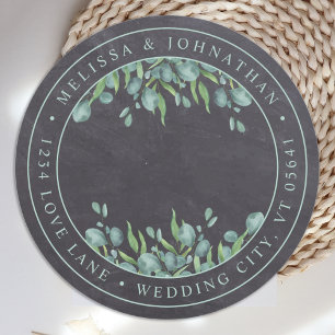 Rustic Eucalyptus Greenery Return Address Classic Round Sticker