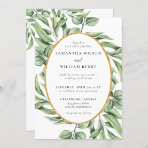 Rustic Eucalyptus Greenery Succulent Wedding Invitation