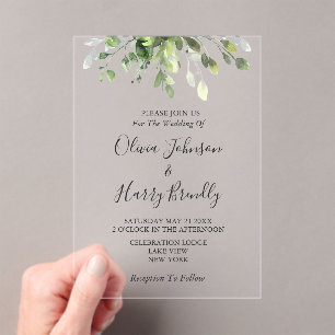 Rustic Eucalyptus Greenery Wedding Acrylic Invitations