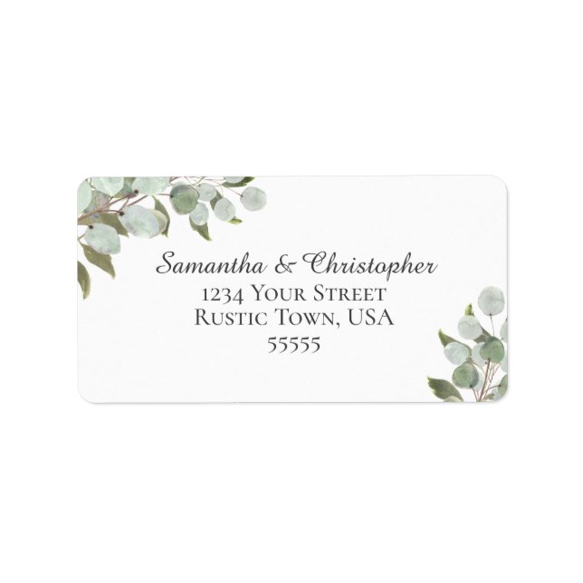 Rustic Eucalyptus & Greenery Wedding Address Label (Front)
