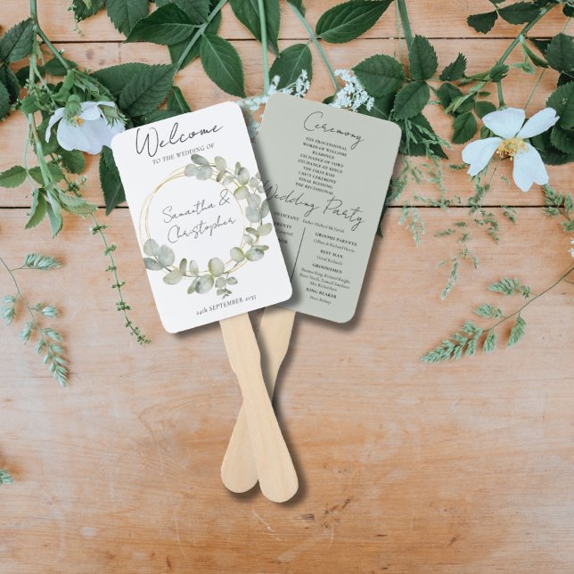 Rustic Eucalyptus Greenery Wedding  Hand Fan (Creator Uploaded)