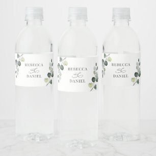 Rustic Eucalyptus Greenery Wedding Personalised Water Bottle Label