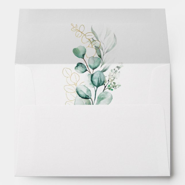 Rustic Eucalyptus Greenery Wedding Return Address Envelope (Back (Bottom))