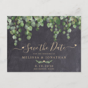 Rustic Eucalyptus Greenery Wedding Save The Date Announcement Postcard