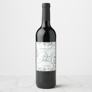 Rustic Eucalyptus Greenery wedding wine Label