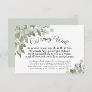 Rustic Eucalyptus & Greenery Wedding Wishing Well Enclosure Card