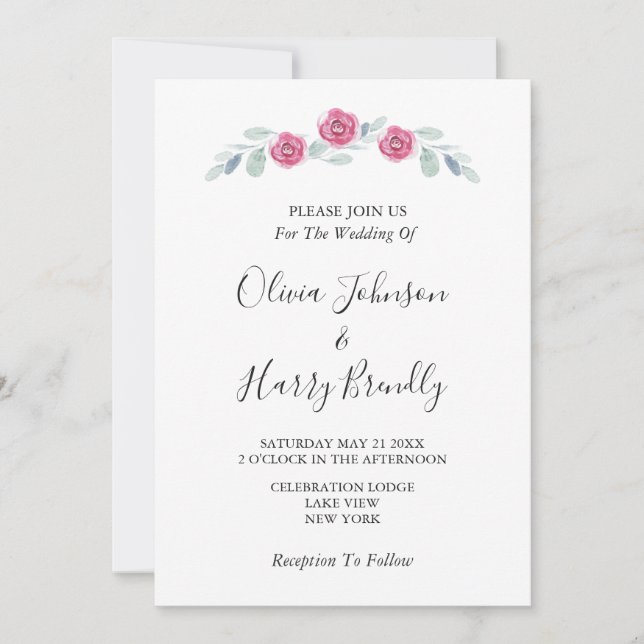 Rustic Eucalyptus Greenery White Wedding  Invitation (Front)