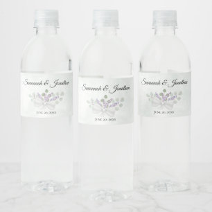 Rustic Eucalyptus & Lavender Bouquet Wedding Water Bottle Label