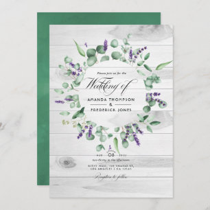 Rustic Eucalyptus Lavender Country Barn Wedding In Invitation