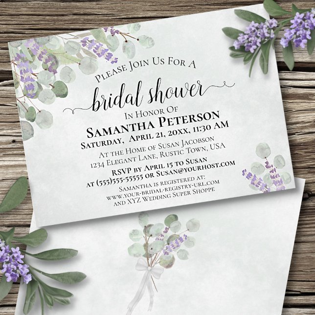 Rustic Eucalyptus & Lavender Elegant Bridal Shower Invitation (Creator Uploaded)