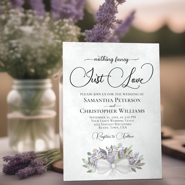 rustic Eucalyptus & Lavender Just Love Wedding Invitation (Creator Uploaded)