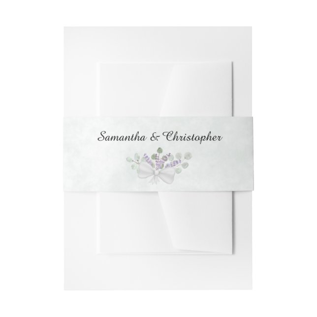 Rustic Eucalyptus & Lavender Watercolor Wedding Invitation Belly Band (Front Example)