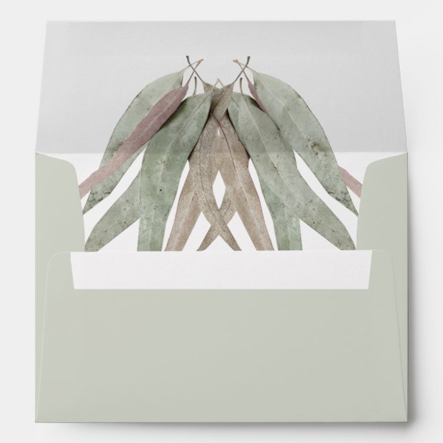 Rustic Eucalyptus Leaf 5x7 Wedding Invitation  Envelope (Back (Bottom))