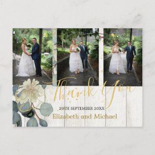 Rustic Eucalyptus Leaf Elegant Wedding Thank You Postcard
