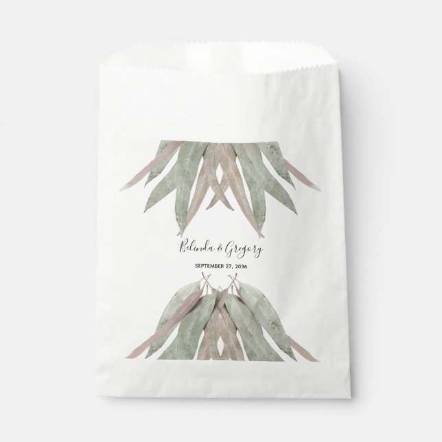 Rustic Eucalyptus Leaf Wedding  Favour Bag (Front)