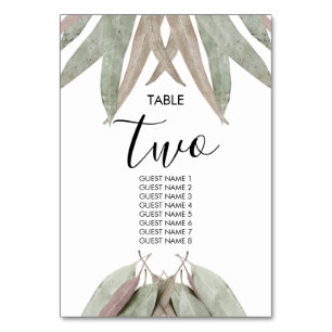 Rustic Eucalyptus Leaf Wedding Table Number