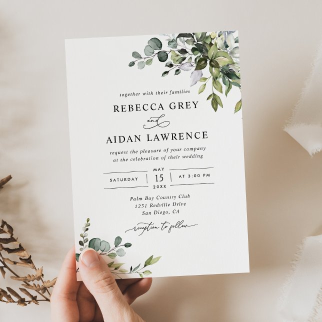 Rustic Eucalyptus Leaves Greenery Wedding Invitation (Creator Uploaded)