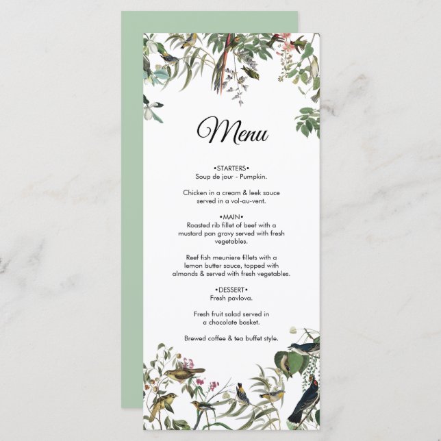 Rustic Eucalyptus Leaves Vintage Greenery Wedding  Menu (Front/Back)