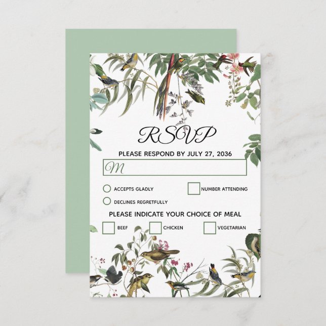 Rustic Eucalyptus Leaves Vintage Greenery Wedding RSVP Card (Front/Back)