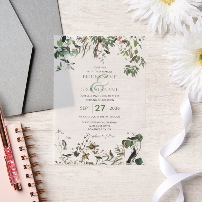 Rustic Eucalyptus Leaves Vintage Greenery Wedding Vellum Invitations (Wedding)