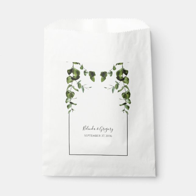 Rustic  Eucalyptus Leaves Wedding Favour Bag (Front)