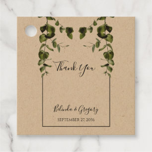 Rustic Eucalyptus Leaves Wedding Gift Favour Tags