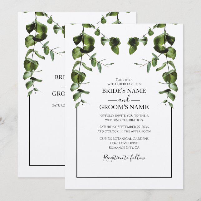 Rustic  Eucalyptus Leaves Wedding Invitations (Front/Back)