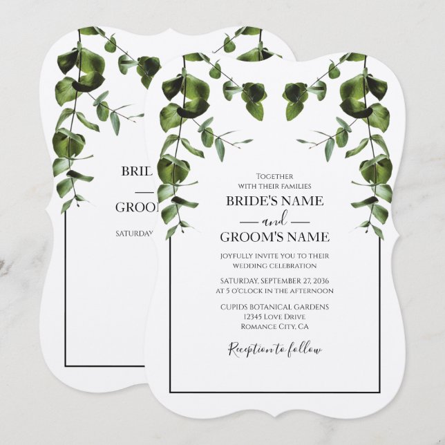 Rustic  Eucalyptus Leaves Wedding Invitations (Front/Back)