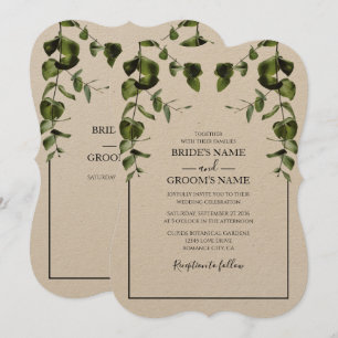 Rustic  Eucalyptus Leaves Wedding Invitations