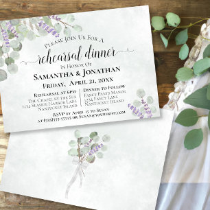 Rustic Eucalyptus Leaves Wedding Rehearsal Dinner Invitation