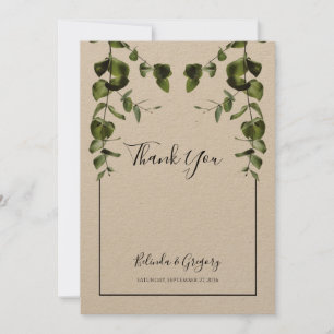 Rustic Eucalyptus Leaves Wedding Thank You Card