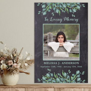 Rustic Eucalyptus Memorial Loving Memory Photo Poster