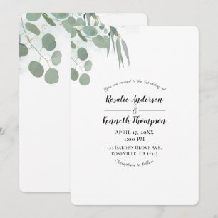 Rustic Eucalyptus Minimal Chic Greenery Wedding Invitation