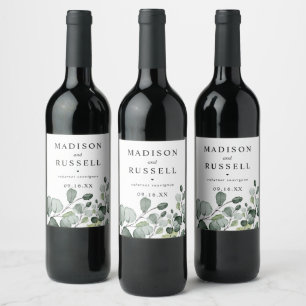 Rustic Eucalyptus Personalised Wine Label