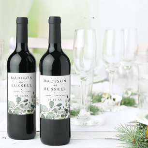 Rustic Eucalyptus Personalised Wine Label