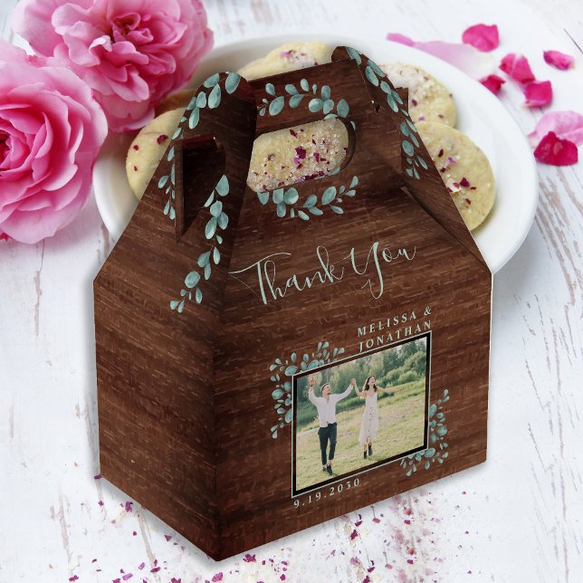 Rustic Eucalyptus Photo Botanical Foliage Wedding Favour Box (Creator Uploaded)