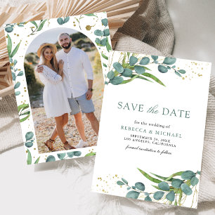 Rustic Eucalyptus Photo Wedding Save The Date