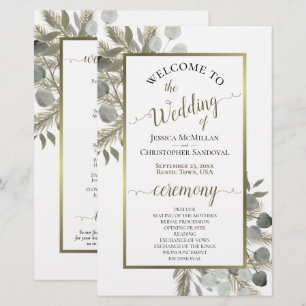 Rustic Eucalyptus & Pine Budget Wedding Program