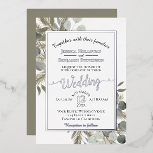 Rustic Eucalyptus & Pine Elegant Silver Wedding