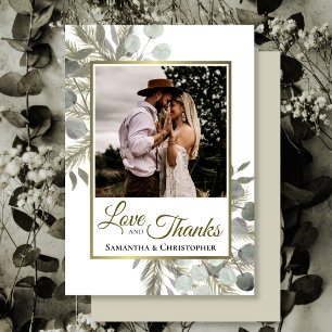 Rustic Eucalyptus & Pine Love & Thanks Wedding Thank You Card