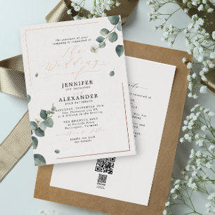 Rustic Eucalyptus & RSVP QR Code Wedding Rose