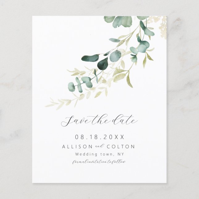 Rustic eucalyptus sage green greenery boho budget (Front)