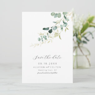 Rustic eucalyptus sage green greenery boho save the date