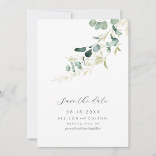 Rustic eucalyptus sage green greenery boho save the date