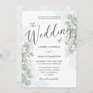 Rustic Eucalyptus Sage Green Wedding Invitation